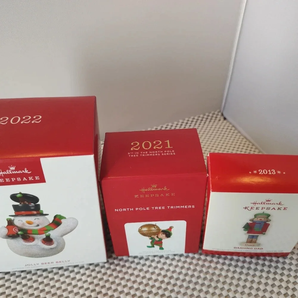 Hallmark Keepsake Christmas Ornaments Set of 3 Dad Gift Jolly Beer Belly Snowman